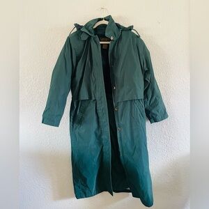 Vintage 90s Eddie Bauer Wool Lined Down Insulated Puffer Trench Coat in Green